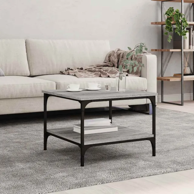vidaXL Salontafel 55x55x40 cm bewerkt hout grijs sonoma eikenkleurig, foto 2