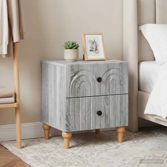 vidaXL Nachtkastje 2 st Grijs sonoma 43 x 34,5 x 48 cm Bewerkt hout