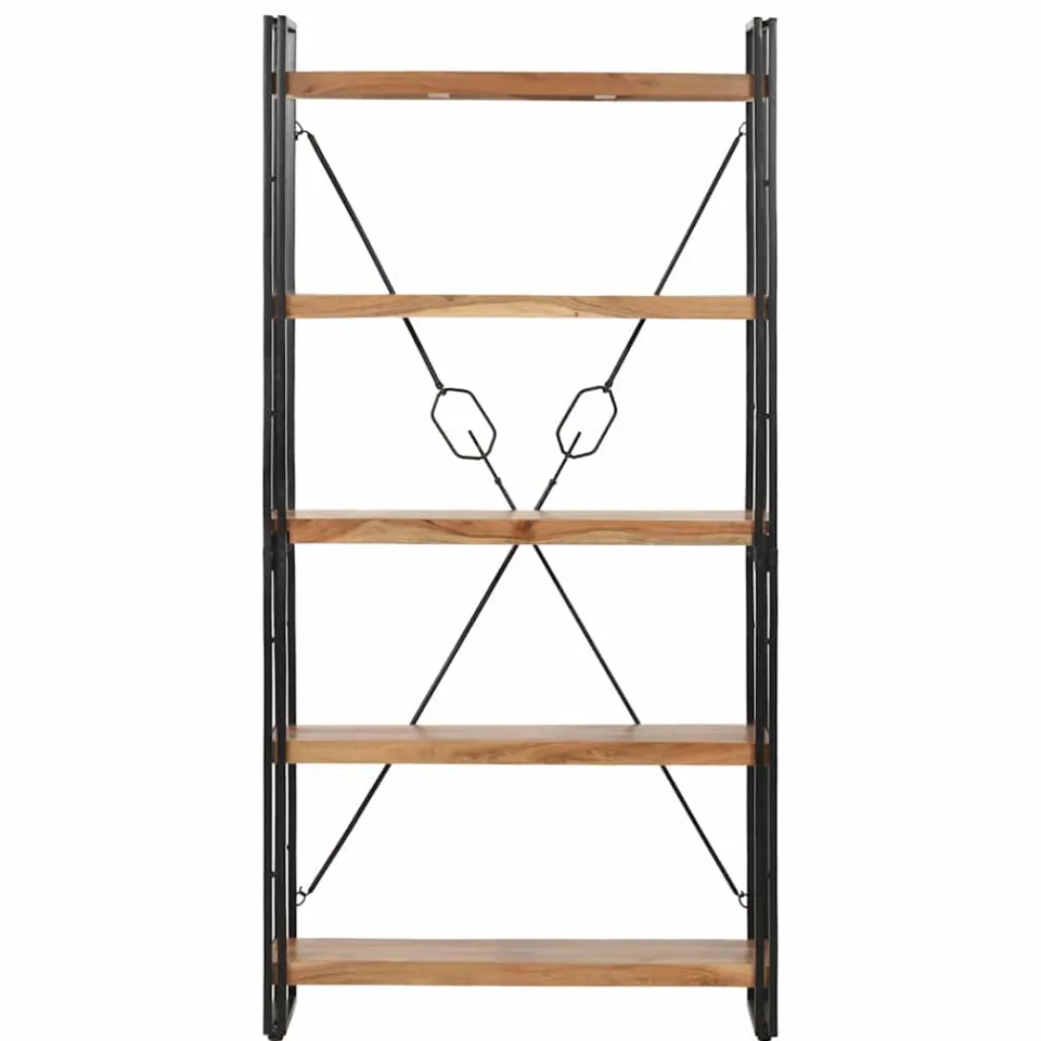 vidaXL Boekenkast met 5 schappen 90x30x180 cm massief acaciahout bruin, foto 2
