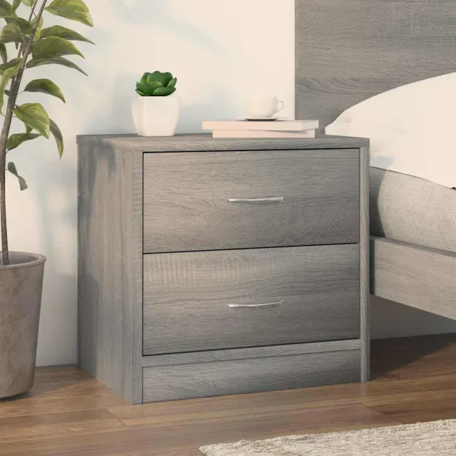 vidaXL Nachtkastje 40x30x40 cm bewerkt hout grijs sonoma eikenkleurig, foto 2
