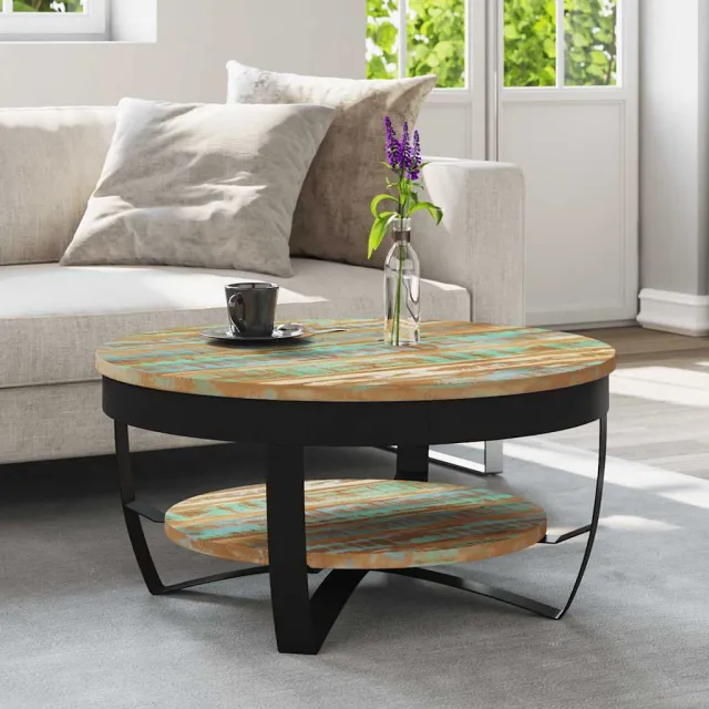 vidaXL Salontafel 65x32 cm massief gerecycled hout meerkleurig, foto 2