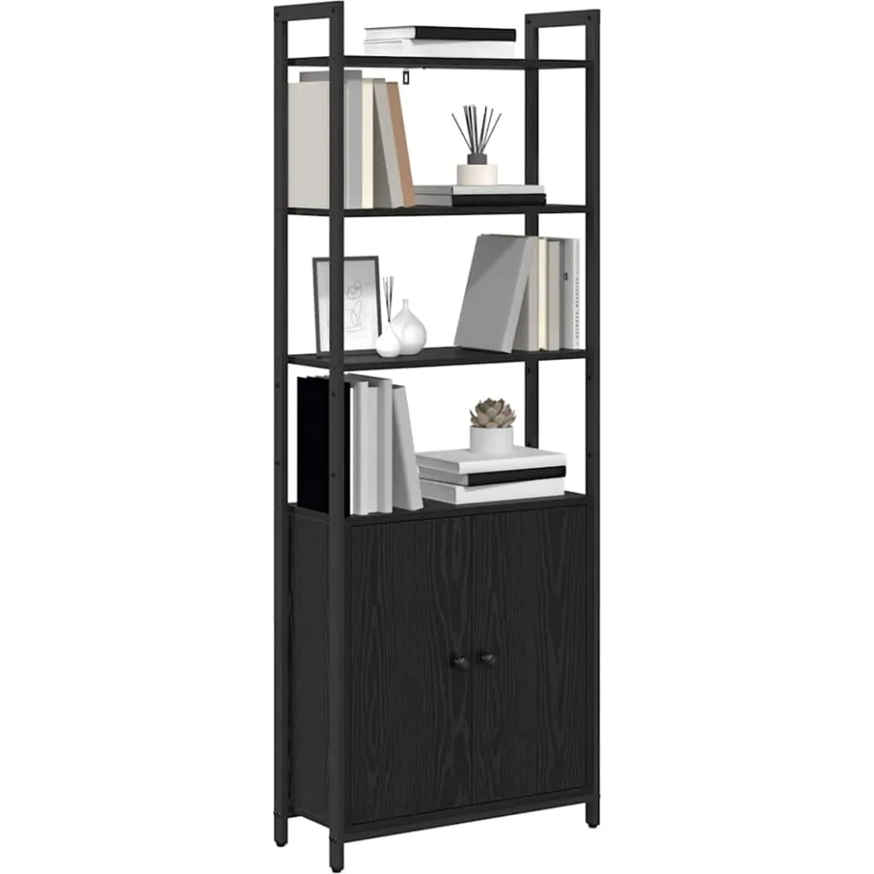 vidaXL Boekenkast 6-laags 60 x 24 x 161 cm Bewerkt hout Zwart Eiken