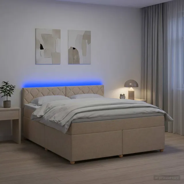 vidaXL Boxspringbed met matras Crèmekleurig 160 x 200 cm Stof
