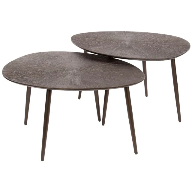 AnLi Style Salontafel set/2 Brown Ray Metal leaf Bruin