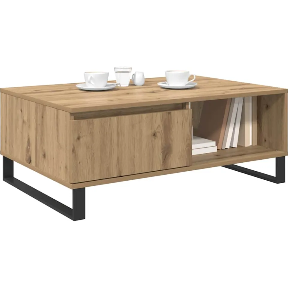 vidaXL Salontafel Artisan Eiken 90 x 60 x 35 cm Bewerkt hout Bruin