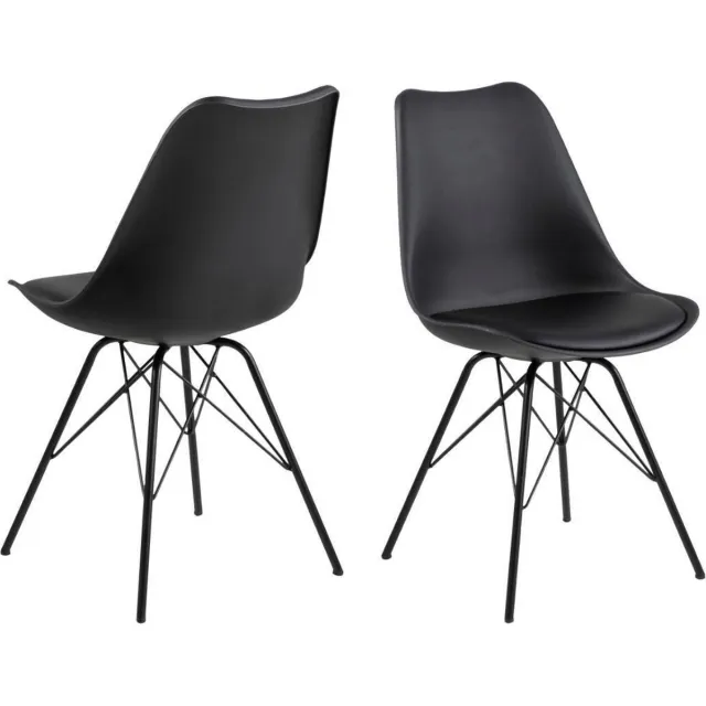 Giga Living Eetkamerstoel Zwart - leather look - 54x48,5x85,5cm - Set van 2