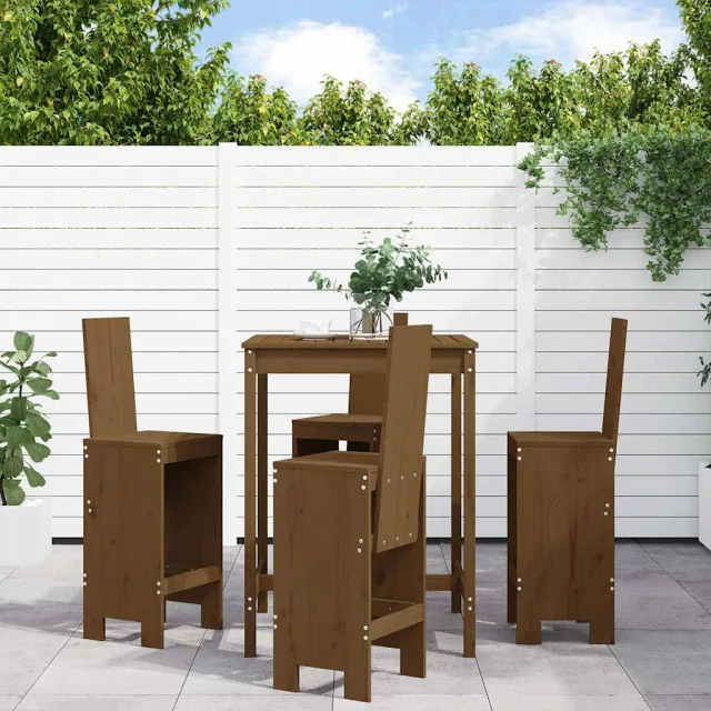 vidaXL 5-delige Tuinbarset massief grenenhout honingbruin bruin
