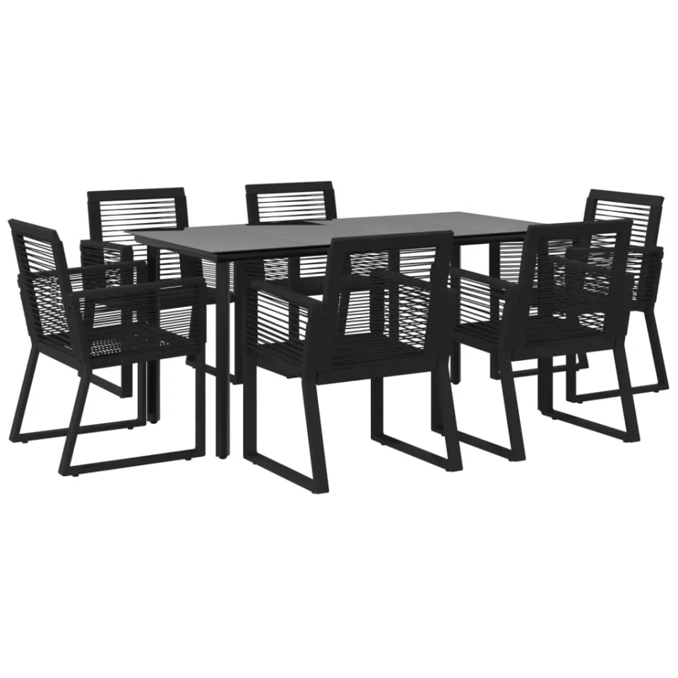 vidaXL 7-delige Tuinset PVC-rattan zwart