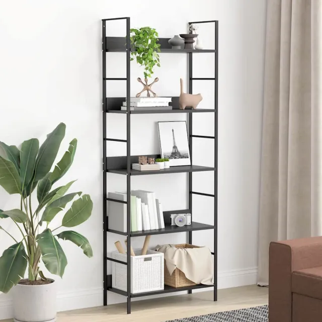 vidaXL Boekenkast met 5 schappen 60x27,6x158,5 cm bewerkt hout zwart, foto 2