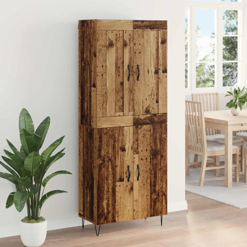 vidaXL Hoge kast Oud Hout 69,5 x 34 x 180 cm Bewerkt hout bruin, foto 4