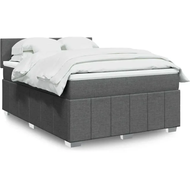 vidaXL Boxspring met matras stof donkergrijs 140x190 cm grijs