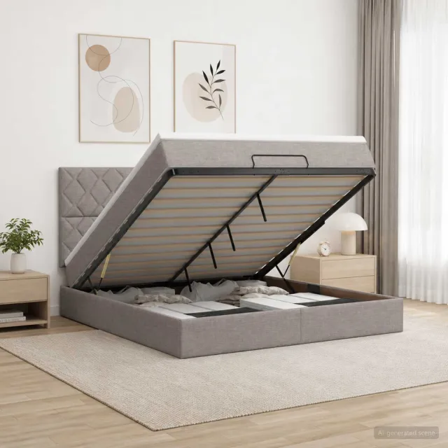 vidaXL Ottoman bed met matras met hoofdeinde Taupe 160 x 200 cm Stof