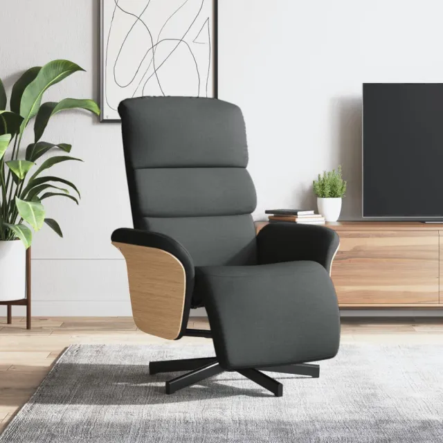 vidaXL Fauteuil verstelbaar met voetensteun stof donkergrijs