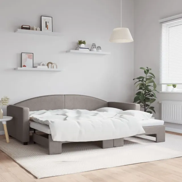 vidaXL Slaapbank met onderschuifbed 90x200 cm stof taupe