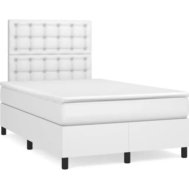 vidaXL Boxspring met matras en LED kunstleer wit 120x190 cm