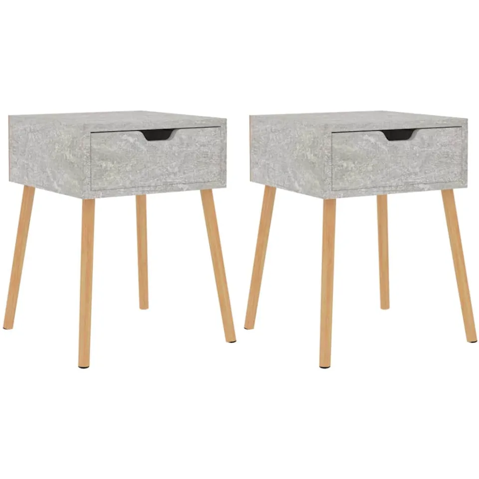 vidaXL Nachtkastjes 2 st 40x40x56 cm bewerkt hout betongrijs grijs, foto 3