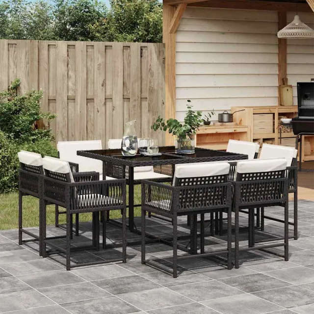 vidaXL 9-delige Tuinset poly rattan zwart, foto 2
