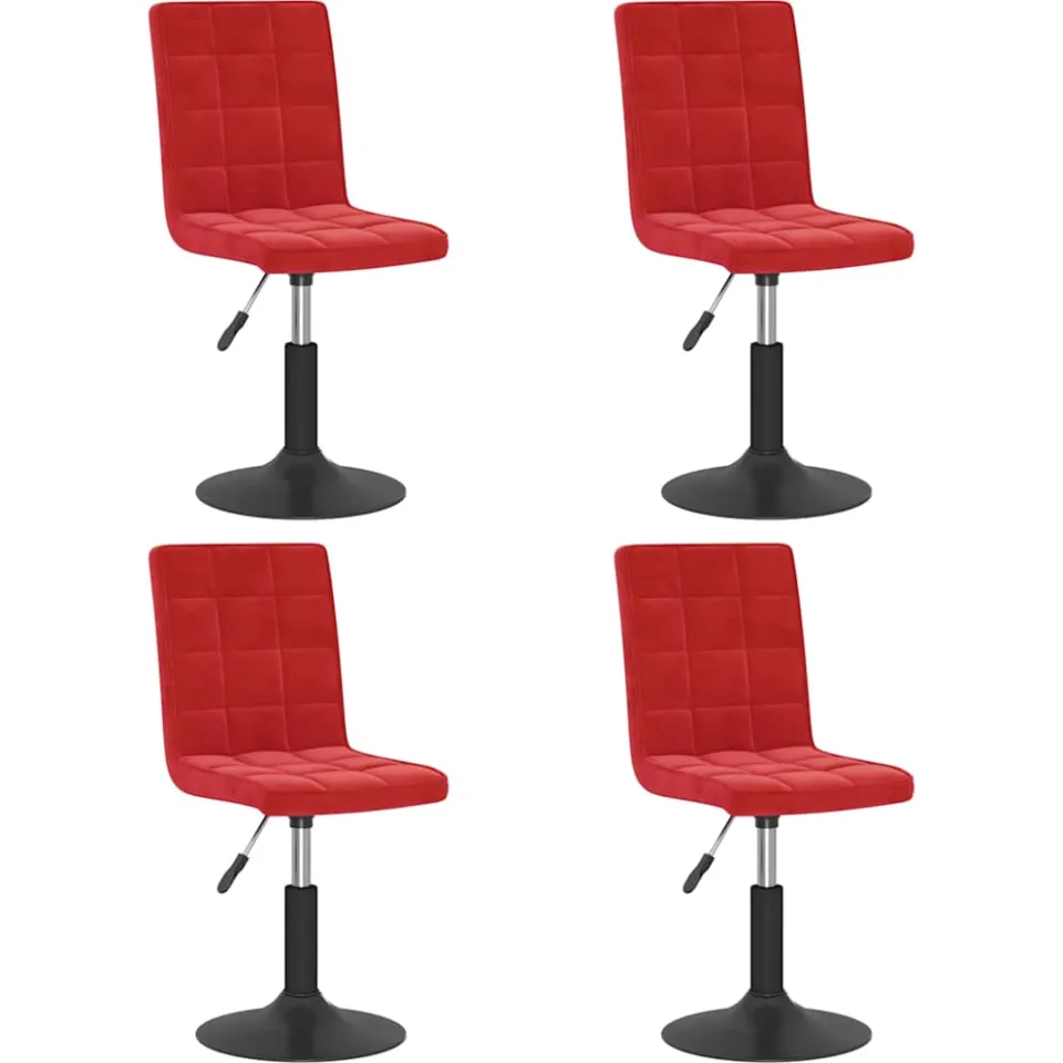vidaXL Eetkamerstoelen draaibaar 4 st fluweel wijnrood, foto 3