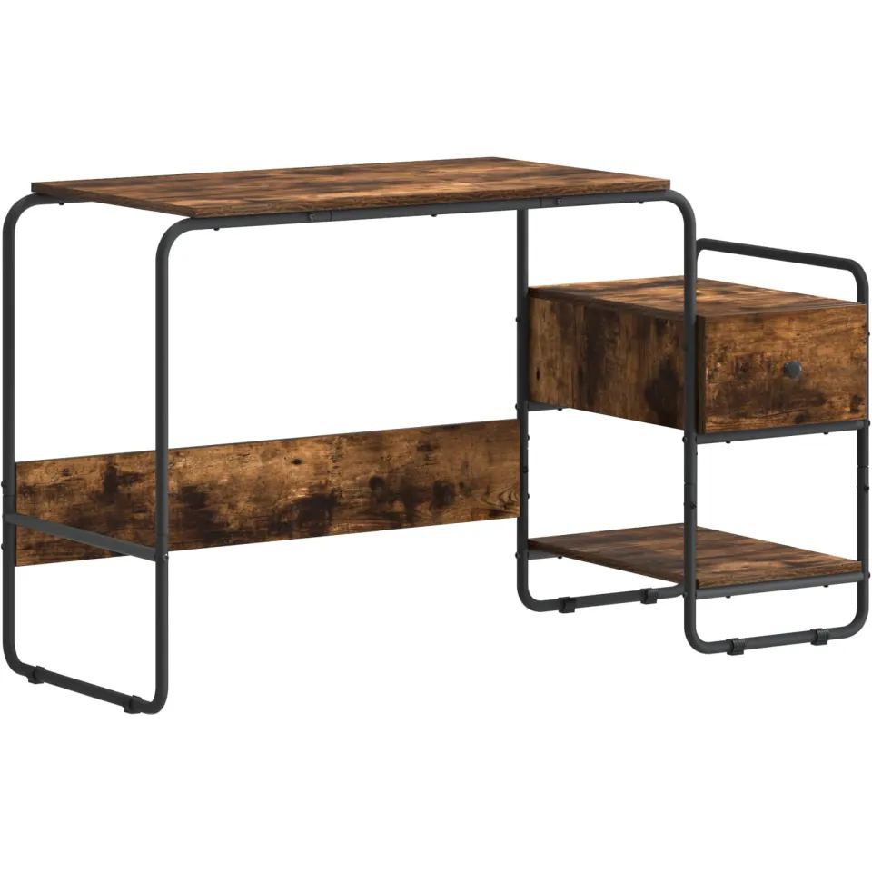 vidaXL Bureau met opbergruimte Gerookt eiken 131,5 x 50 x 75,5 cm, foto 3