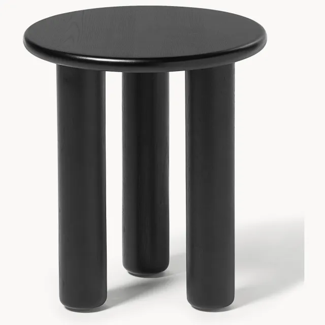 Westwing Collection Ronde bijzettafel Didi van eikenhout Zwart
