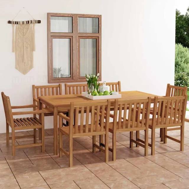 vidaXL 9-delige tuinset 200x100 cm massief teakhout bruin, foto 2