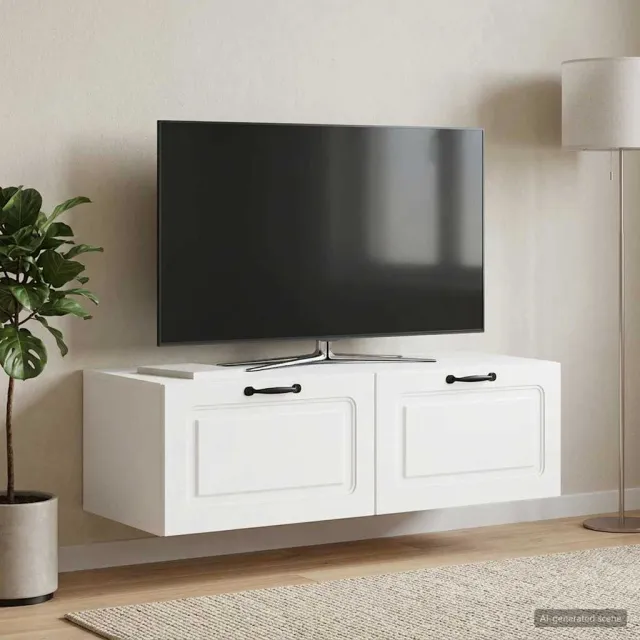 vidaXL Wandbeugel TV-kast Wit 98 x 41 x 30 cm Bewerkt hout
