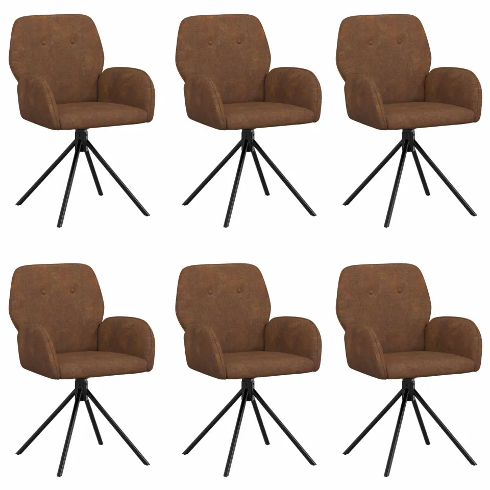 vidaXL Draai Eetstoelen 6 st Nep Suede Leer Bruin 54 x 55 x 86 cm, foto 3