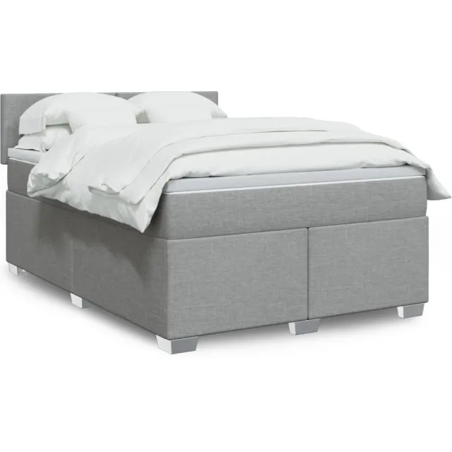 vidaXL Boxspring met matras stof lichtgrijs 140x200 cm grijs