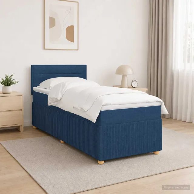 vidaXL Boxspringbed met matras met hoofdeinde Blauw 90 x 200 cm Stof