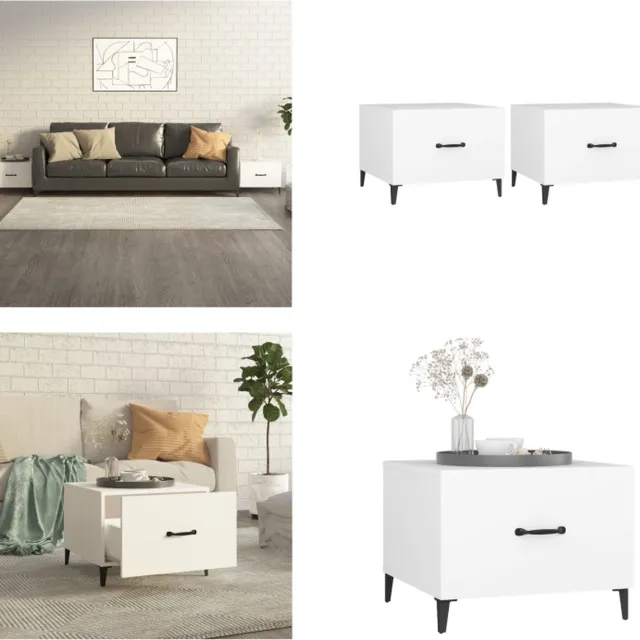 vidaXL Salontafel - 2 - st - met - metalen - poten - 50x50x40 - cm - wit