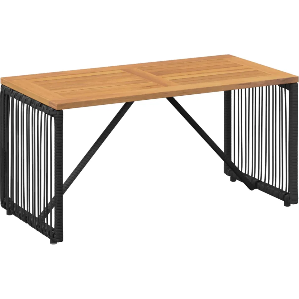 vidaXL Buiten Tafel Zwart en Bruin 80 x 40 x 40 cm poly rattan, foto 3