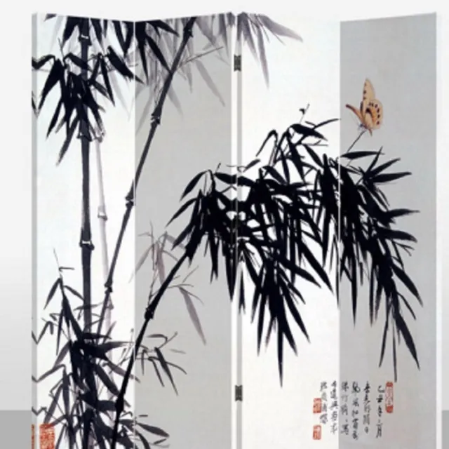 Fine Asianliving Kamerscherm Scheidingswand B160xH180cm 4 Panelen Bamboe Wit, Multicolour