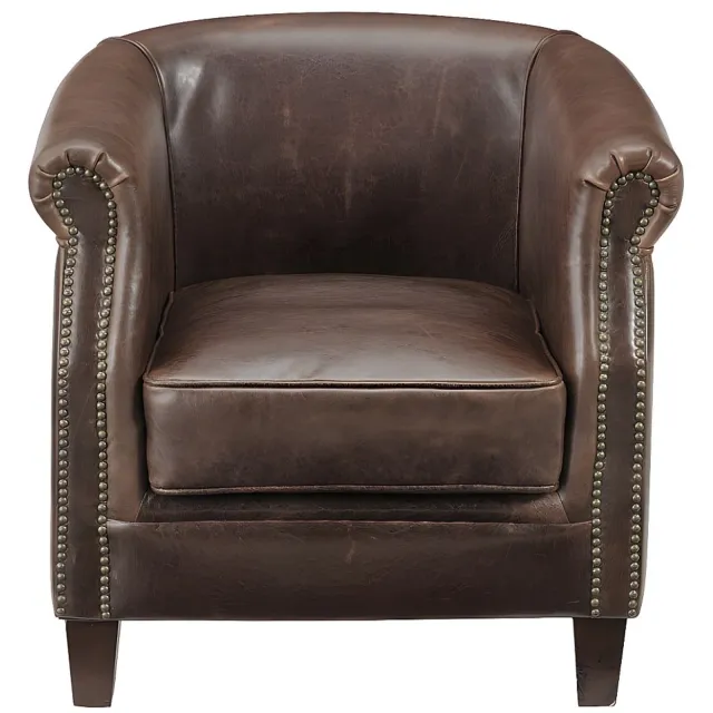 Vente-unique Clubfauteuil van leer met lived-in uiterlijk ENGUERRAND Donkerbruin