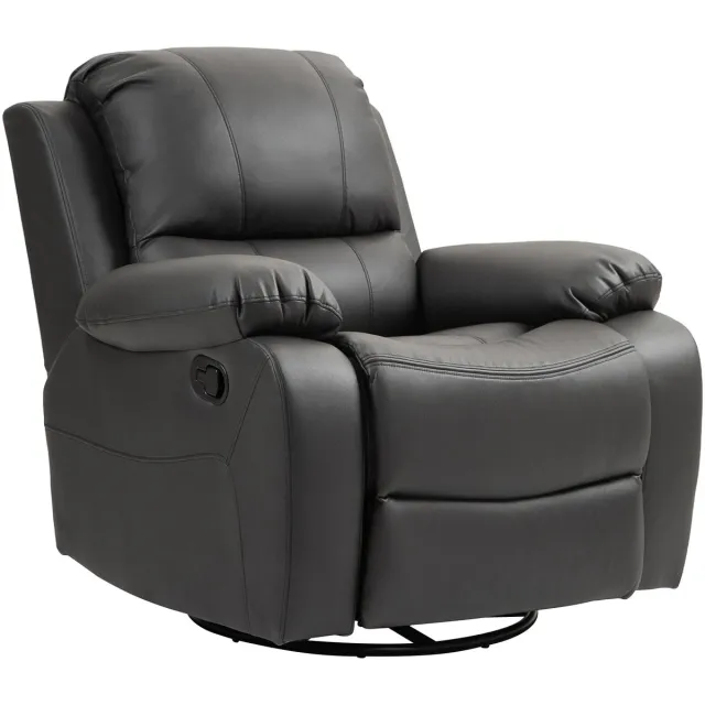 Homona Relaxfauteuil - Met voetensteun en 360° draaifunctie - Verstelbaar tot 135° - Polyester - 93 x 100 x 98 cm - Zwart
