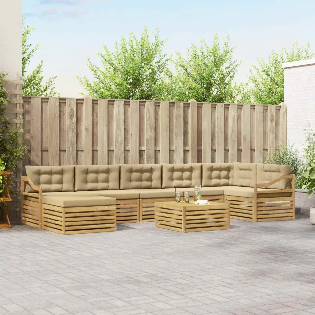 vidaXL Buiten bankenset 8 st 7-zits Wit en Beige
