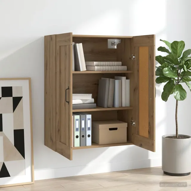 vidaXL Wandkast Artisanaal eiken 69,5 x 34 x 90 cm Bewerkt hout, foto 2