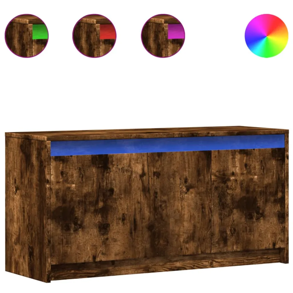 vidaXL Tv-meubel met LED 100x34x50 cm bewerkt hout gerookt eikenkleur, foto 3