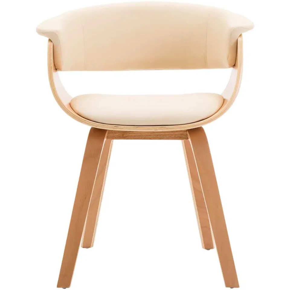 vidaXL Eetkamerstoelen 4 st gebogen hout en kunstleer crèmekleurig, foto 4