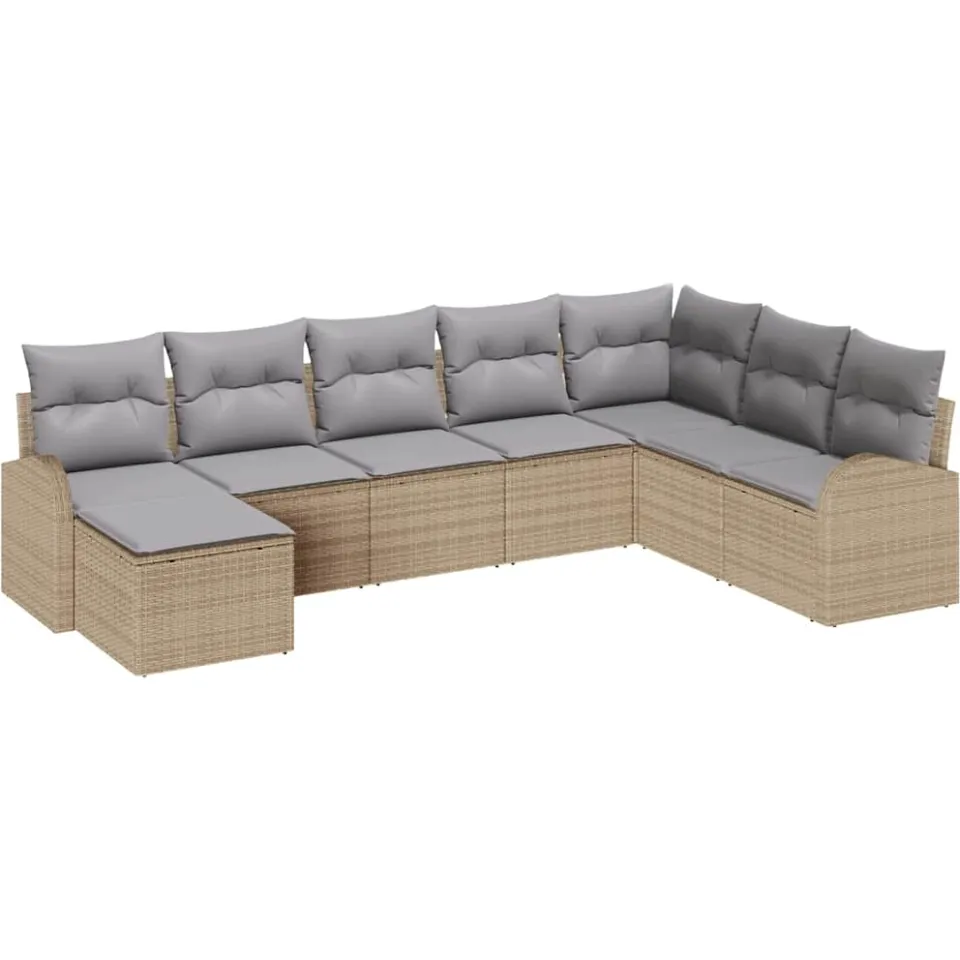 vidaXL Tuin Sofa Set 8 st Beige [Synthetisch]: Poly Rattan