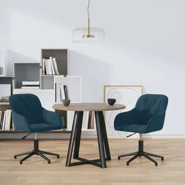 vidaXL Eetkamerstoelen draaibaar 2 st fluweel blauw, foto 2