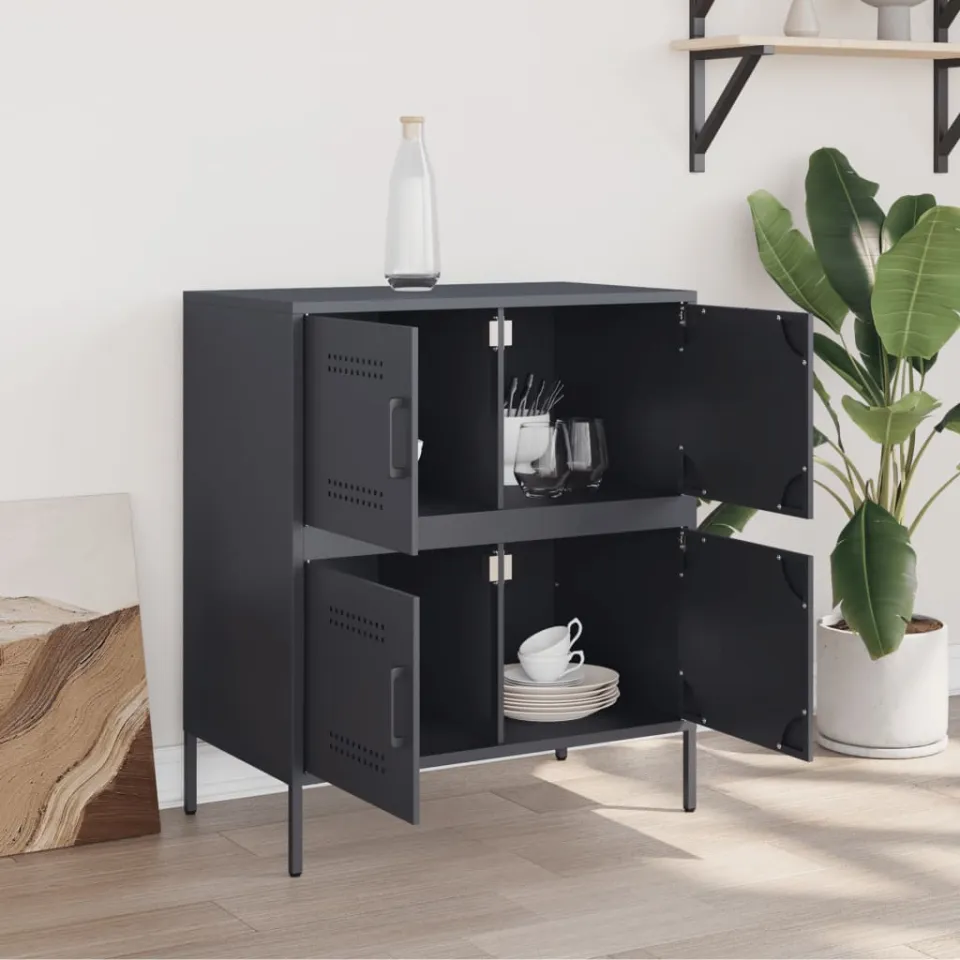 vidaXL Dressoir 68x39x79 cm staal antracietkleurig, foto 3