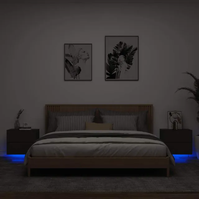 vidaXL Nachtkastjes met LED's 2 st wandgemonteerd zwart, foto 2
