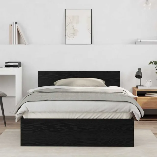 vidaXL Bedframe met hoofdbord Zwart eiken 120 x 190 cm Bewerkt hout