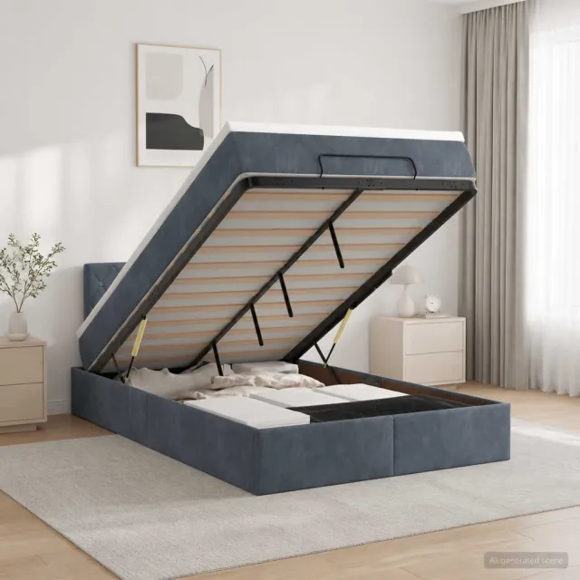 vidaXL Ottoman bed met matras Donkergrijs 120 x 190 cm Fluweel