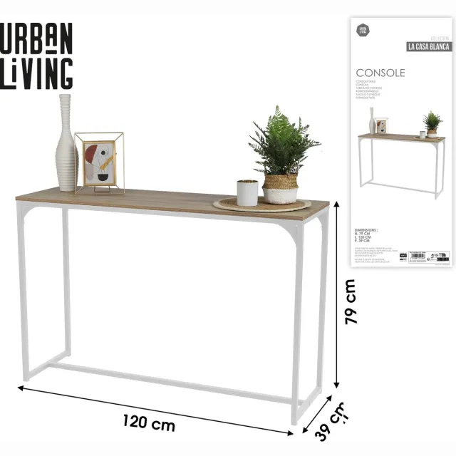 Urban Living "LA CASA BLANCA" Console met wit metalen frame 120x39xH79 cm white