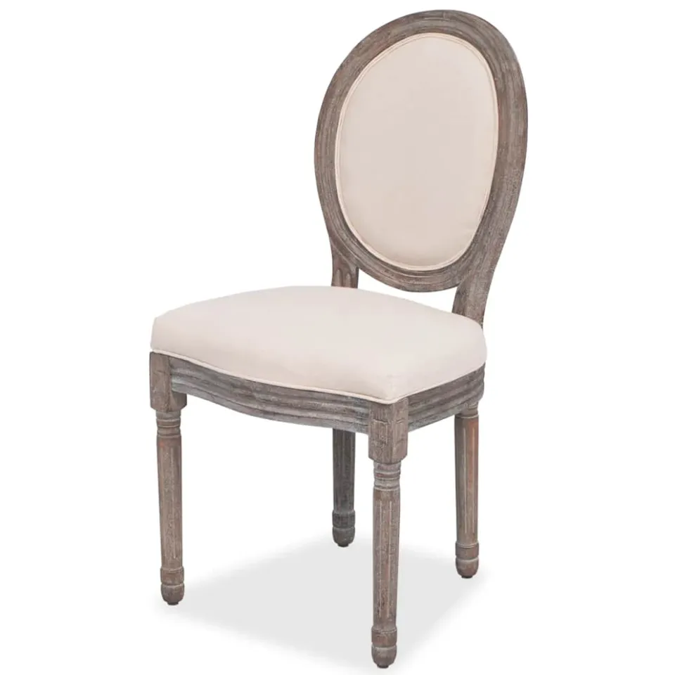 vidaXL Eetkamerstoelen 4 st stof crèmekleurig, foto 2