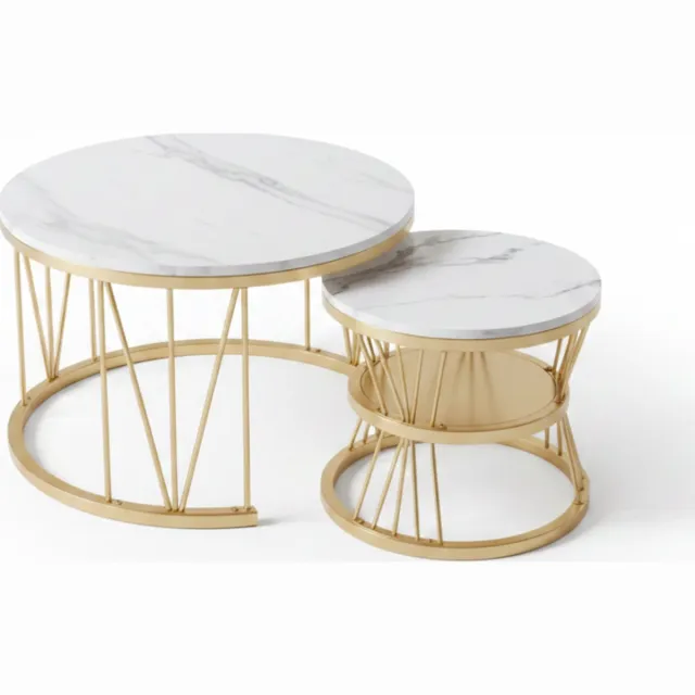 In And Outdoormatch InAndOutdoorMatch - Ronde salontafels - Metallenen frame - Nestbaar Marmer