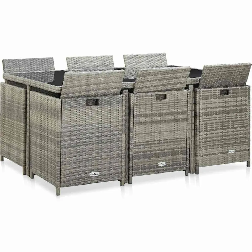 vidaXL 11-delige Tuinset met kussens poly rattan grijs, foto 3