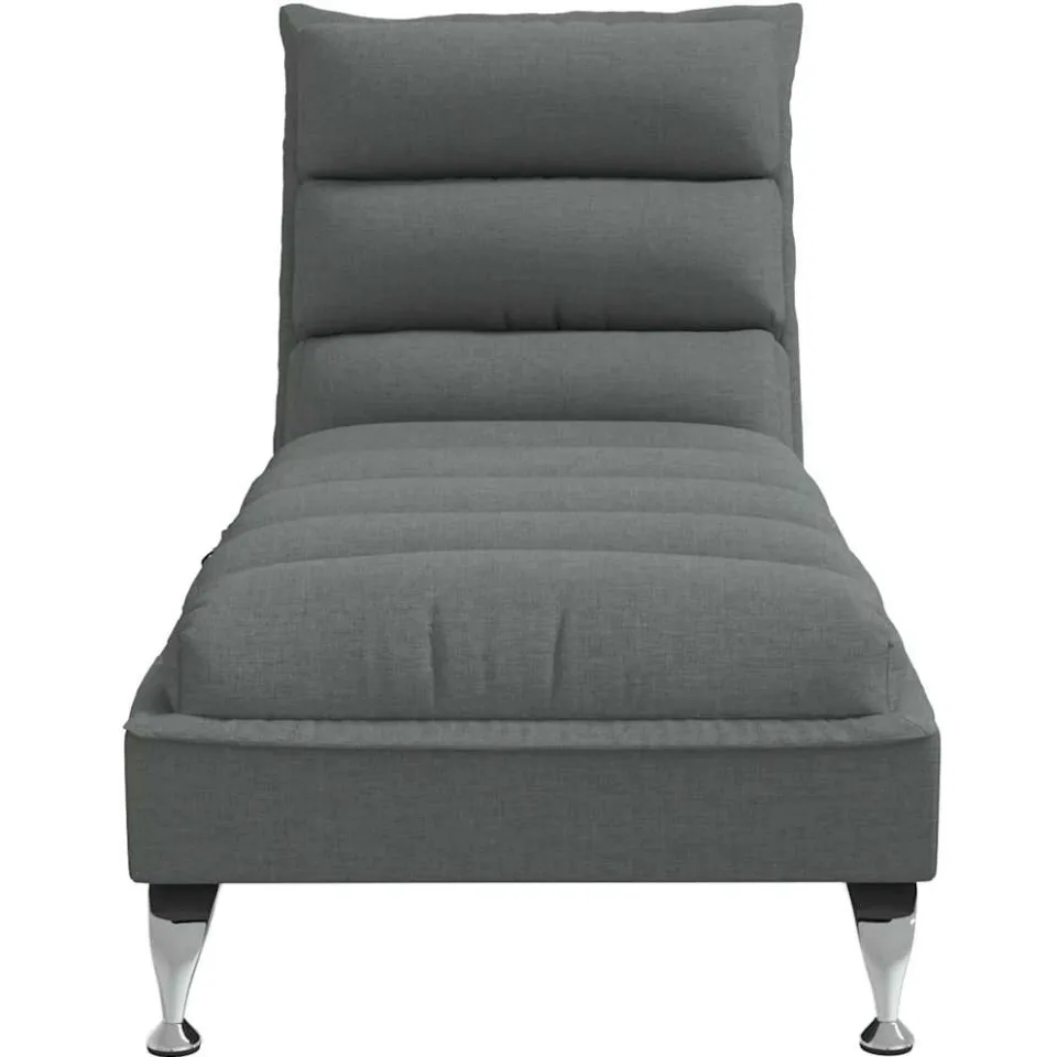 vidaXL Massage chaise longue met kussens stof donkergrijs grijs, foto 4
