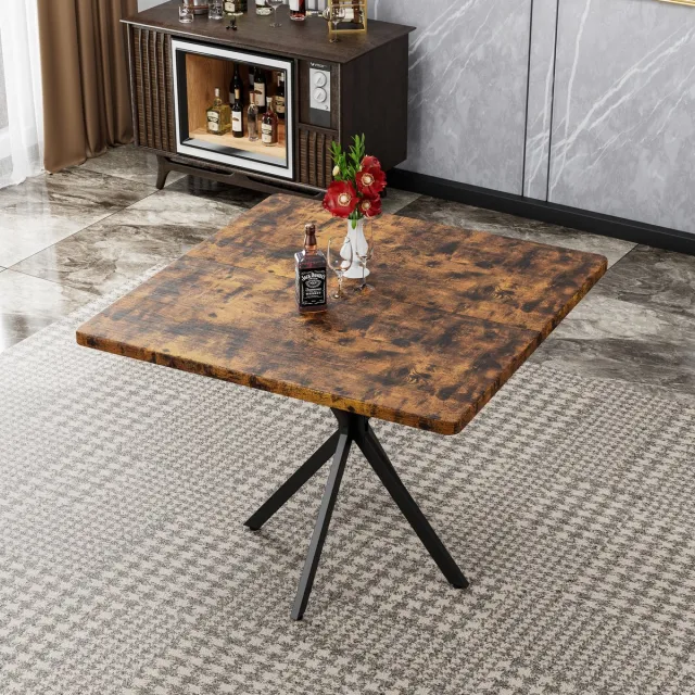 MODENUIT Eettafel - Vierkante Tafel Voor 4 Tot 6 Personen - Voor Keuken, Eethoek En Kantoor - Hout En Metaal - Bruin